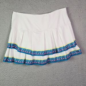 Lucky In Love Skort S White Striped Ruffle Hem Tennis Pickleball Golf Athleisure